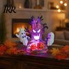 Creative Gothic Style Night Lamp Animated Seesaw Ghost Light, USB Powered 3D Cute LED Decoration with Warm Light Spooky Tree And Pumpkin Design,