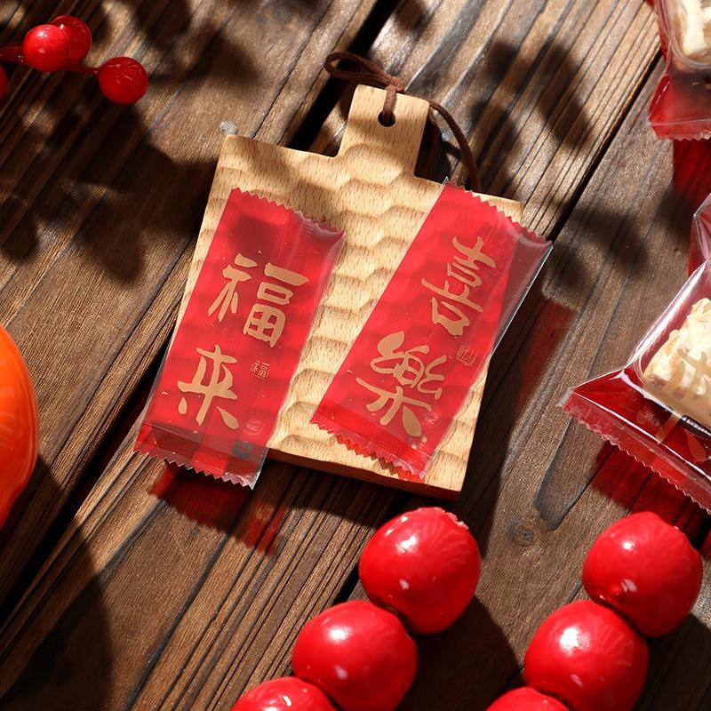 100Pcs 7x10cm Chinese New Year Snowflake Crispy Packaging Baking Cookie Machine Sealed Candy Red Bags