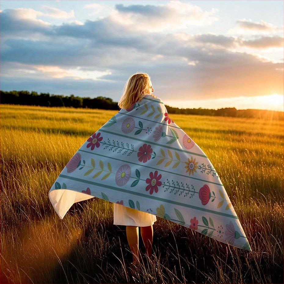 Vintage Floral Meadow Blanket Reversible Flannel Throw for Cottagecore Charm AllSeason Comfort Nostalgic Beauty Gift