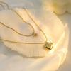 Stylish And Simple Double-Layer Stacked Titanium Steel Necklace Female Niche Design Spice Girl Love Pendant Collarbone Chain
