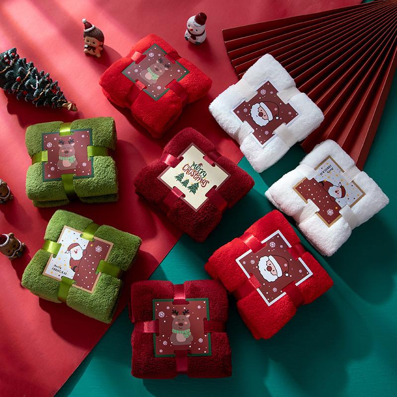Christmas Santa Claus Towel Gift Set With Coral Fleece For Holiday Celebration