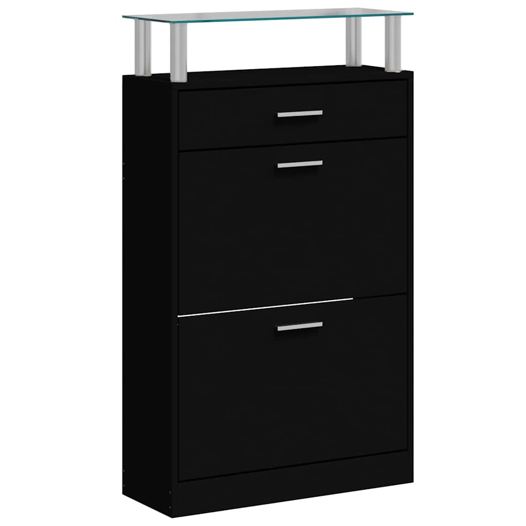 Vidaxl Szafka Na Buty, Czarna, 63X24X104 Cm, Materiał Drewnopochodny