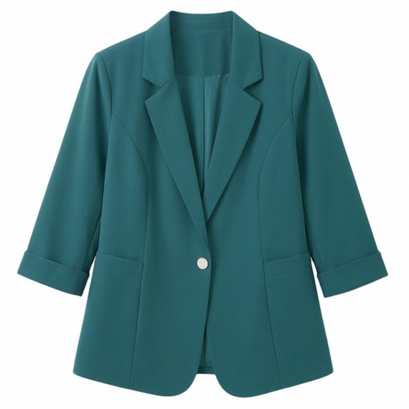 Blazer casual da donna taglie forti a maniche 3/4 – Giacca da completo leggera a un bottone (Taglia L-6XL)