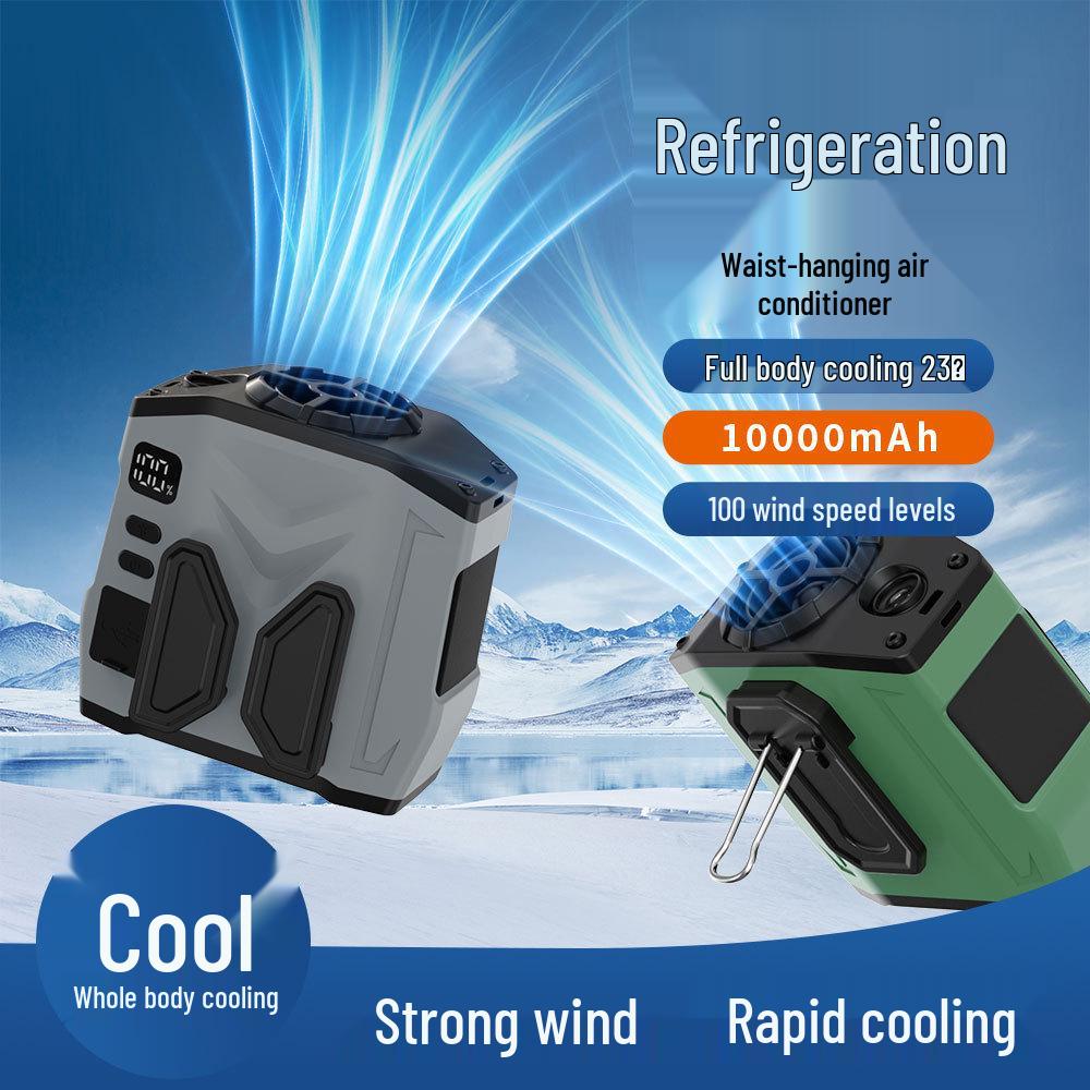 Portable Cross-Body Waist Fan: Personal Small Air Conditioner for Outdoor Camping & Construction, Long Battery Life