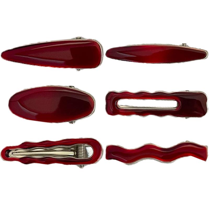 Alloy Encore Red Hair Clip Women's New Irregular Forehead Broken Hair Duckbill Clip Hair Accessories