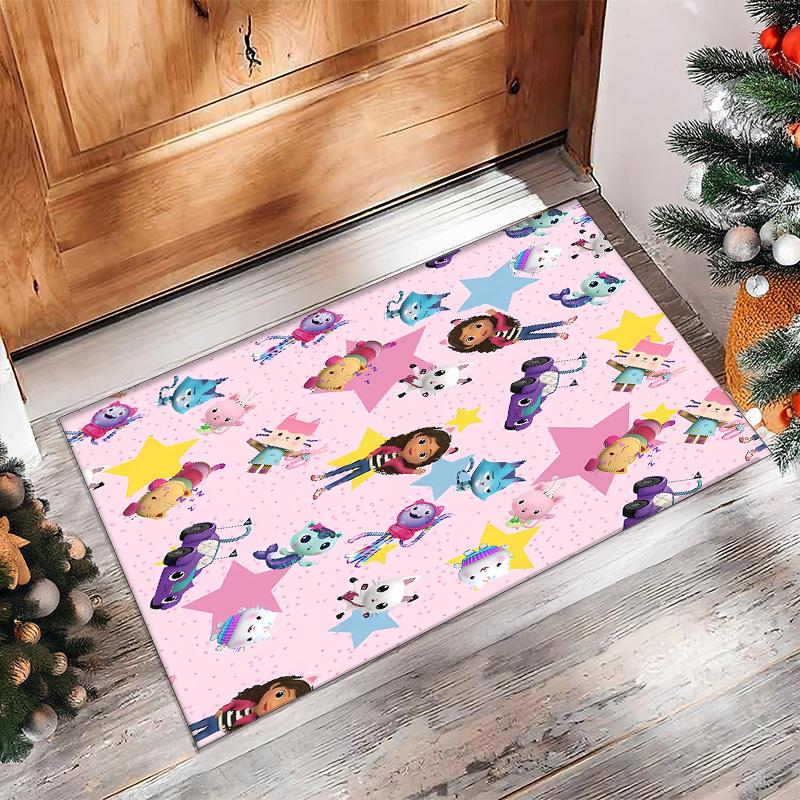 Gaby Dollhouse Printed Crystal Velvet Area Rug, Soft Anti-Slip Water Absorbent Floor Mat for Living Room Bedroom