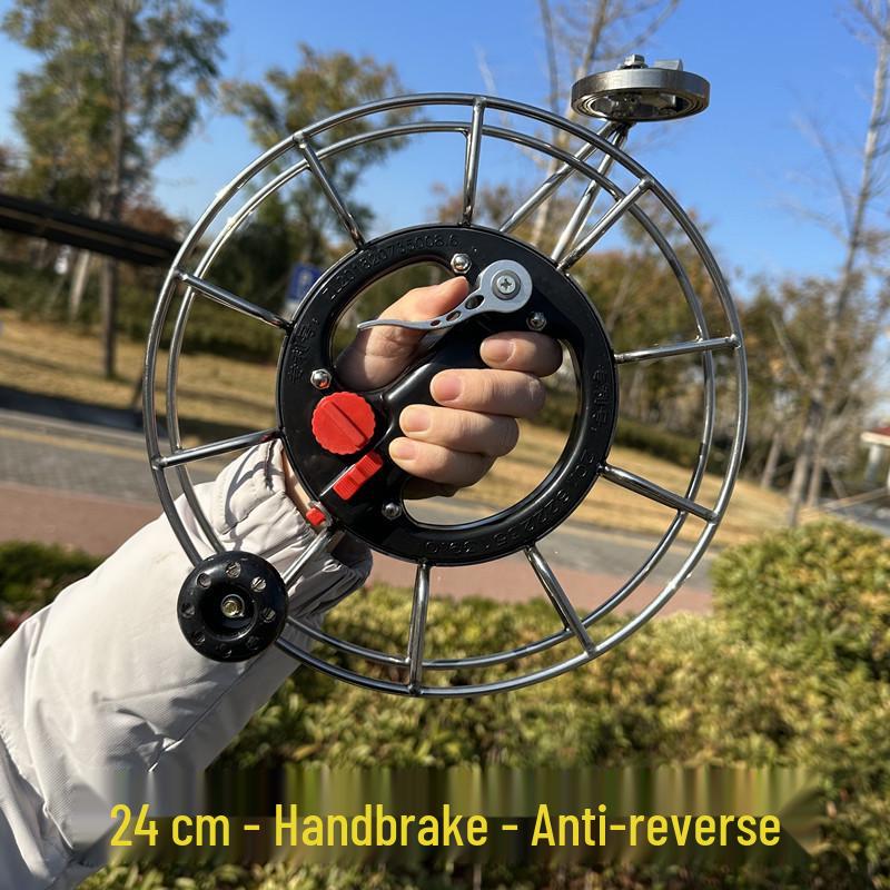 High-End Stainless Steel Kite Reel with Handbrake, Anti-Reverse, and Large Bearing for Sea Fishing