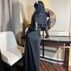 Adult Nun Costume - Black Virgin Mary Dress with Cross for Halloween