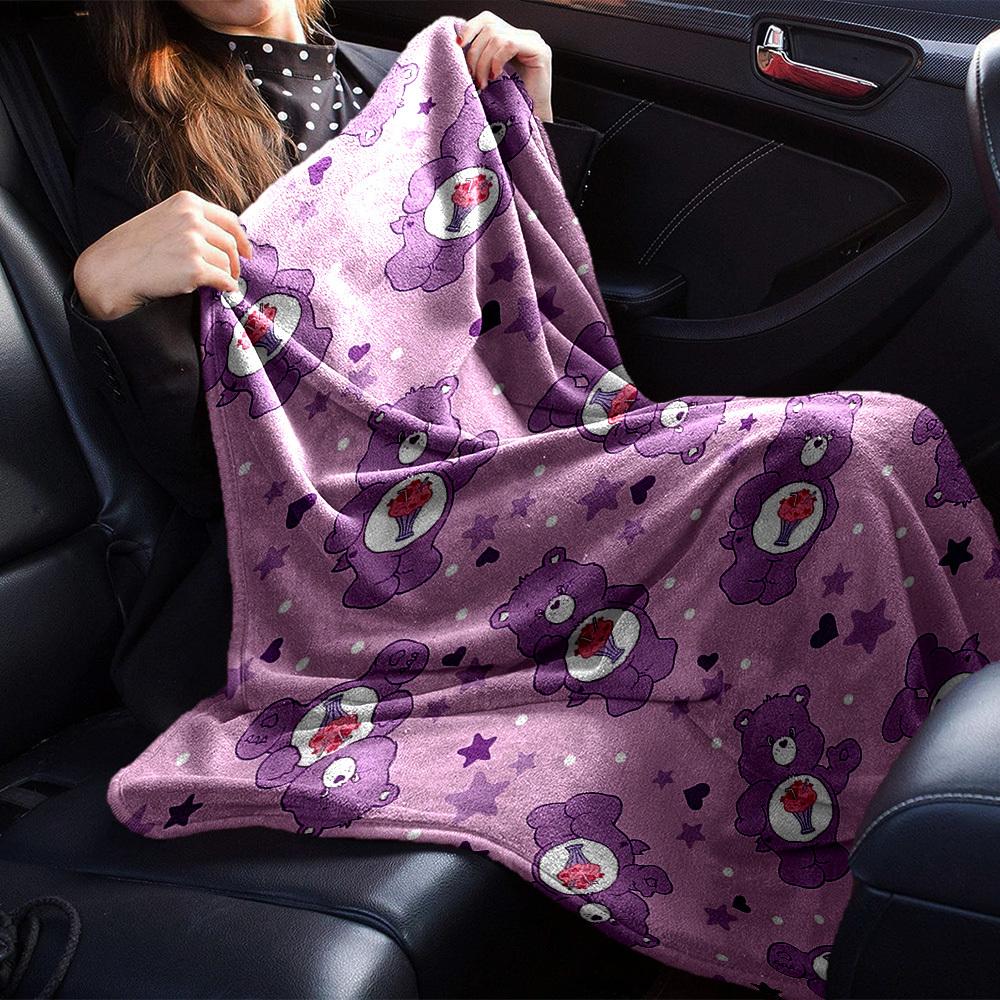 1pc Bear Cartoon blanket Lightweight Flannel Throw for Sofa Bed Travel Camping Livingroom Office Couch Chair