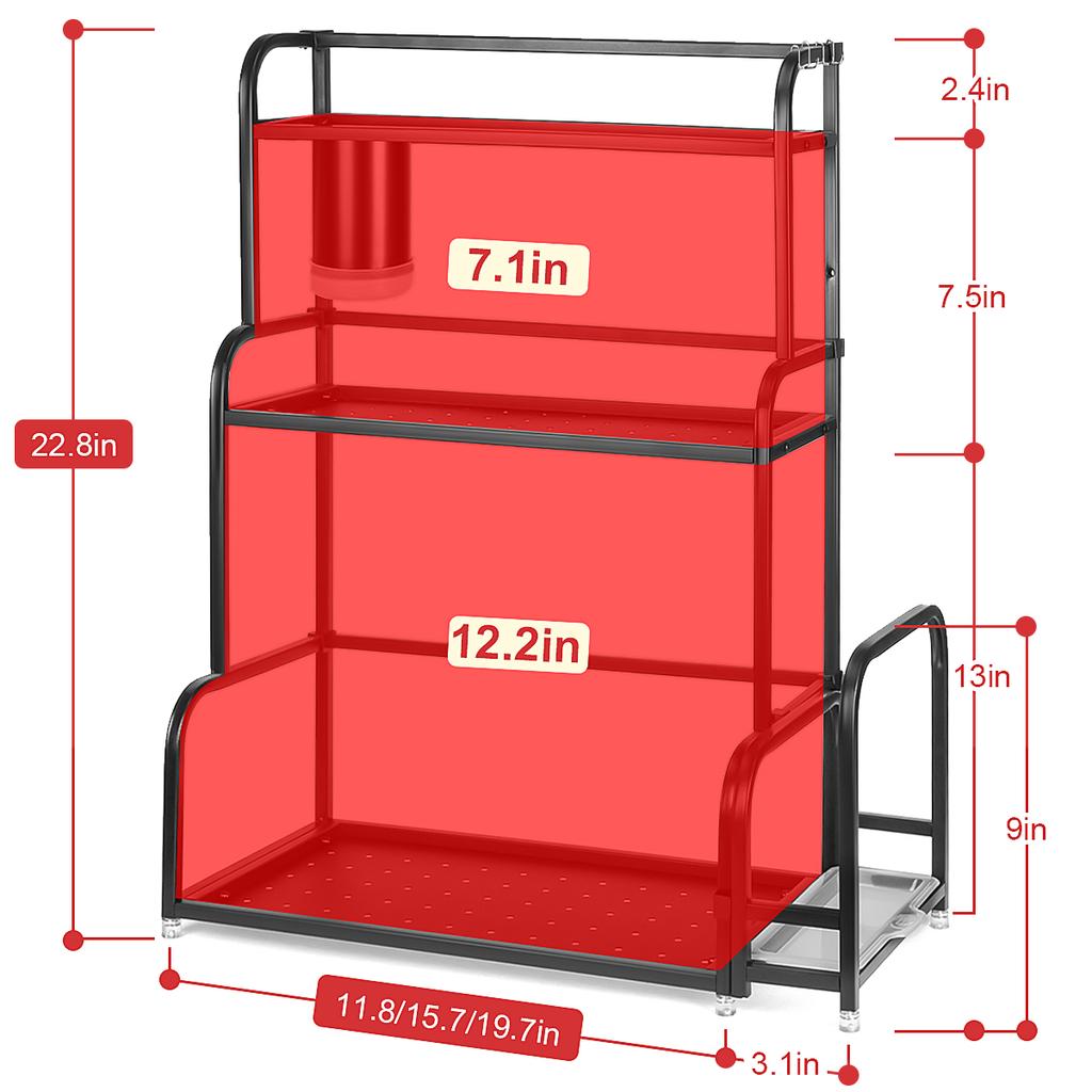 Scaffale portaspezie da cucina a 2 ripiani in acciaio inox, resistente ed elegante, organizer per piano di lavoro o armadietto, 40 cm, taglia unica, design salvaspazio per un facile accesso a spezie
