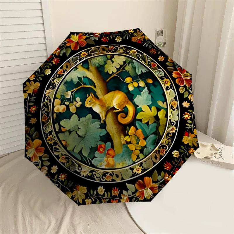 

1PC Squirrel, Floral Umbrella-8-Rib Reinforced, Automatic Open, Lightweight & Durable, Cute Fashion Accessory for Outdoor-W9232