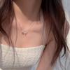 Double Layered Camellia Necklace for Women's Light Luxury Fashion Design Necklace Neck Chain Tassel Collarbone Chain Jewelry Gift