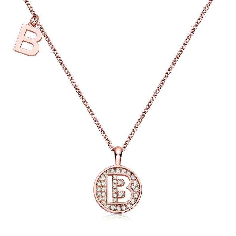 

26 English Letter B Necklace S925 Silver Moissanite Gift For Girls Autumn And Winter Coin Pendant