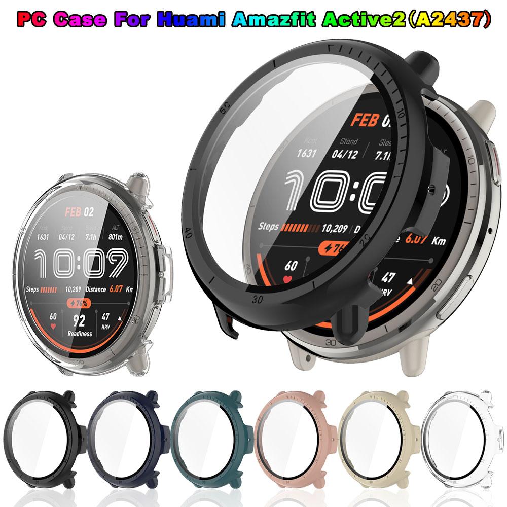 Huami Amazfit Active 2 için Temperli Cam + Kılıf Cam Ekran Koruyucu Sert PC Koruyucu Tampon Amazfit Active2 Aksesuarı