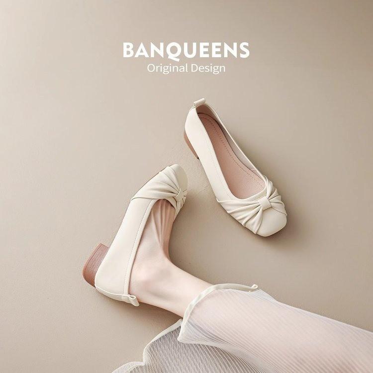 Single shoes women's 2025 new spring and summer flat bottom shallow mouth ladyshoes Mary Jane shoes ballet low heel gentle evening shoes