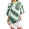 Women Oversized Striped Short Sleeve T-Shirts Color Block O-Neck Basic Shirt Casual Summer Tee Tops