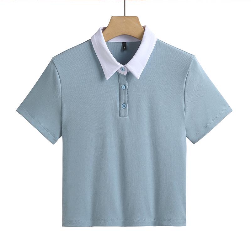 Summer 2025 Hot Color Block Polo: High-Waist, Slim Fit, Stretch Cotton Shirt & Shorts Set