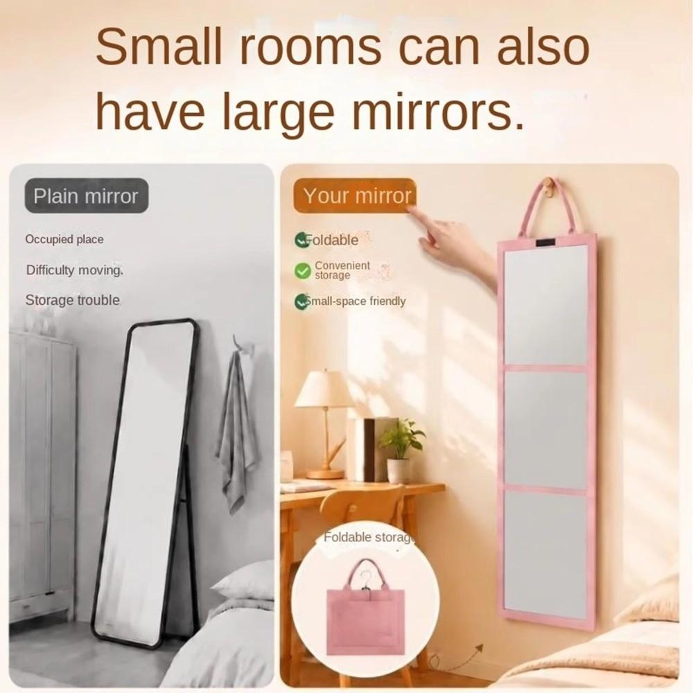 Shatterproof Folding Full Length Mirror Portable Felt Storage Bag New Full Body Mirror Door