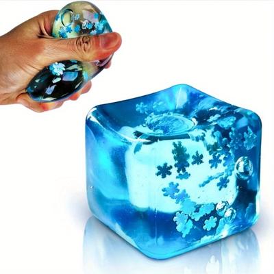 2Pcs Ice Cube Shaped Stress Relief Toy Squeeze Fidget Toy For Adults Kids