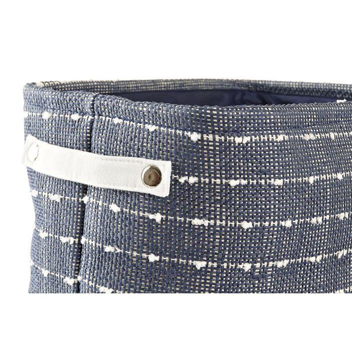 Panier de rangement - DKD HOME DECOR - Set de 3 - Polyester - 38x28x25 cm - Bleu marine/Blanc