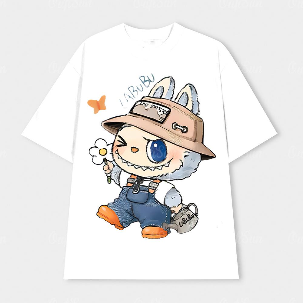 Labubu Kasing Lung Cosplay cloth 3D summer T-shirt Anime Short Sleeve Top White and Black Short Sleeve T-Shirt