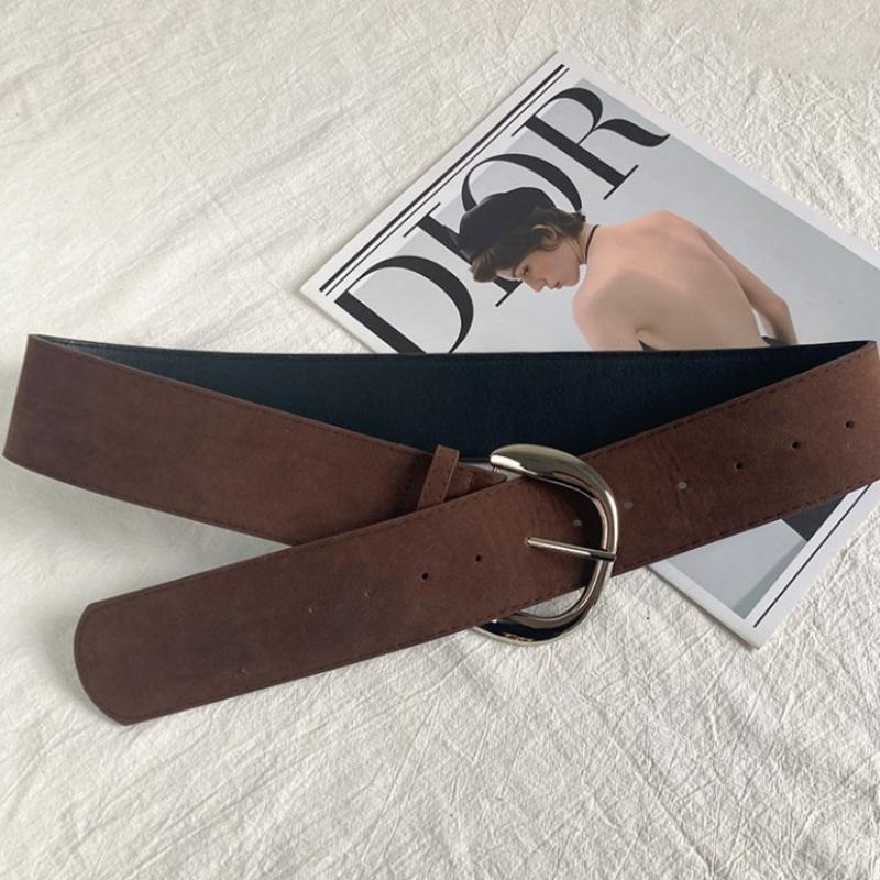 Maillard Style Suede Leather Wide Belt Trendy Casual Pin Buckle Waistband Vintage Y2K Versatile Waistband