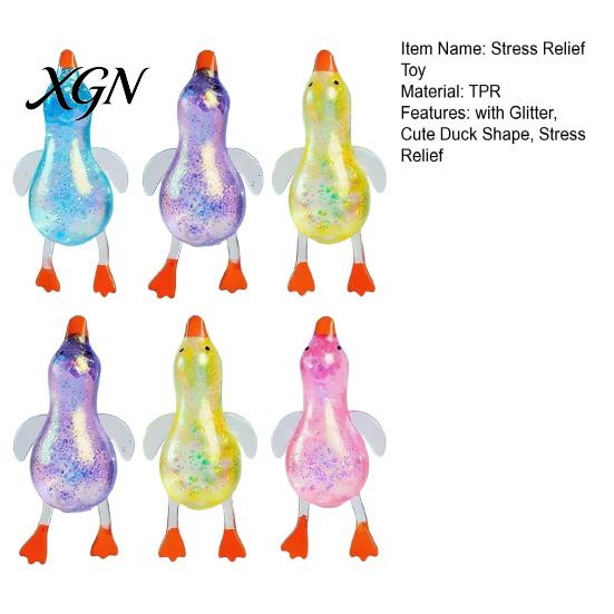 Stretchy Duck Squeeze Toy 2/3/6Pcs Mini Glitter Transparent Lying Anxiety Relief Slow Rising Sensory Stress Ball Animal Shape