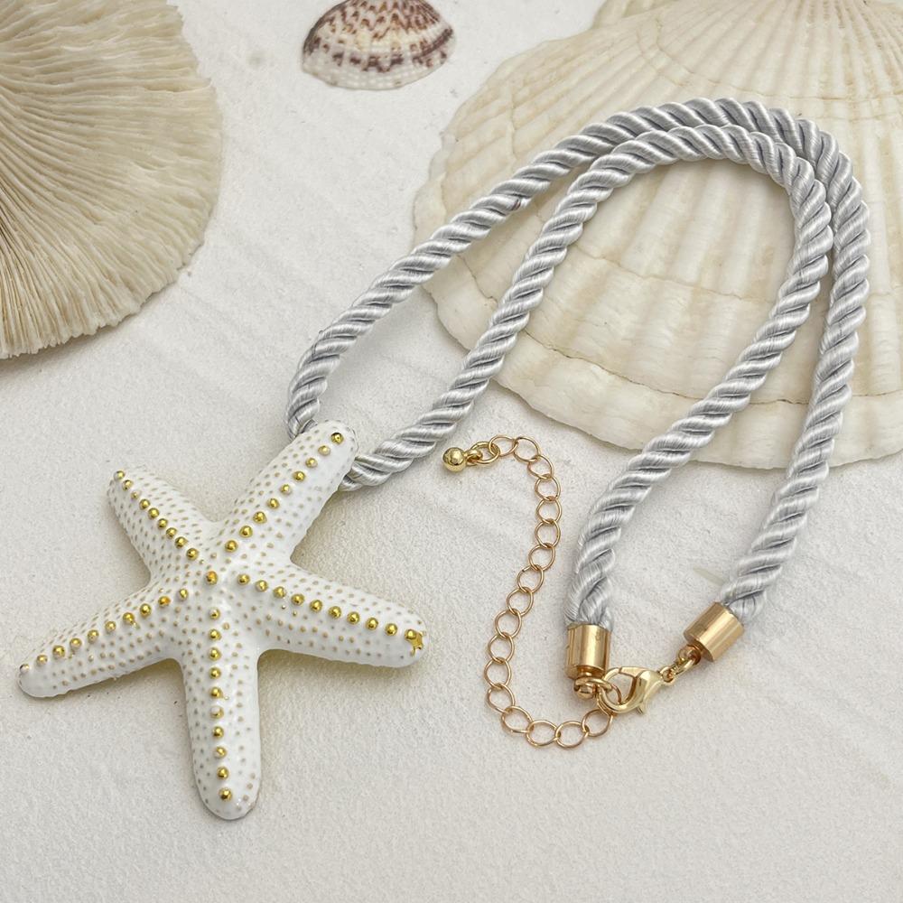 

Adjustable Starfish Earrings Stud Colorful Beach Jewelry Set Fashion Star Necklace Girls рожевий