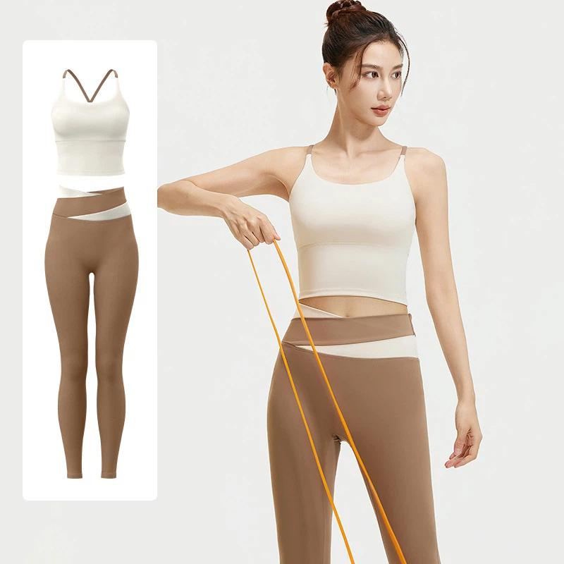 Szybkoschnący Oddychający Bezszwowy Wysokorozciągliwy Biustonosz Sportowy do Jogi Zestaw do Biegania dla Kobiet