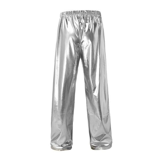 Men Pants Soft Breathable Comfortable Solid Color Elastic Waist Loose Fit Shiny Fashionable Pants Long Trousers