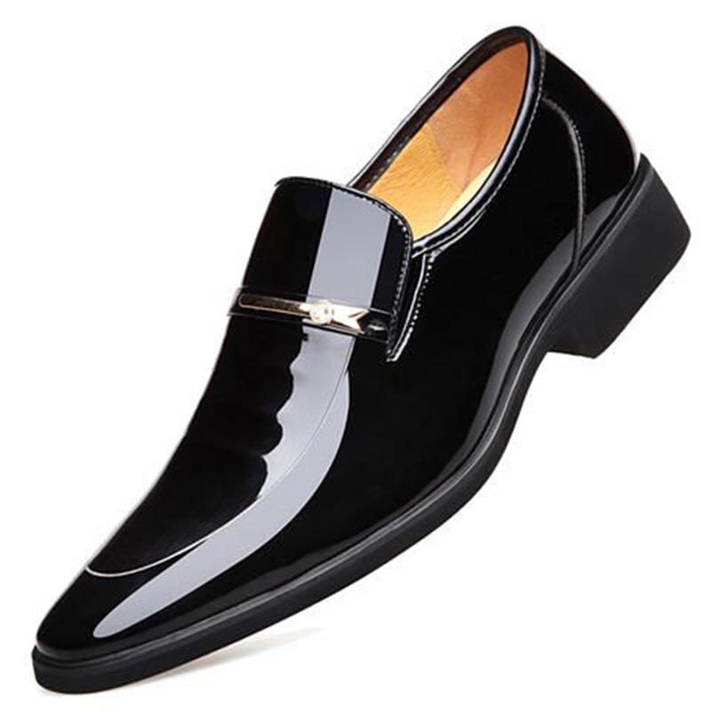Buy Fashion Mens Pointed Toe Dress Shoes Patent Leather Oxfords Full Brogue Lace Up Men Formal