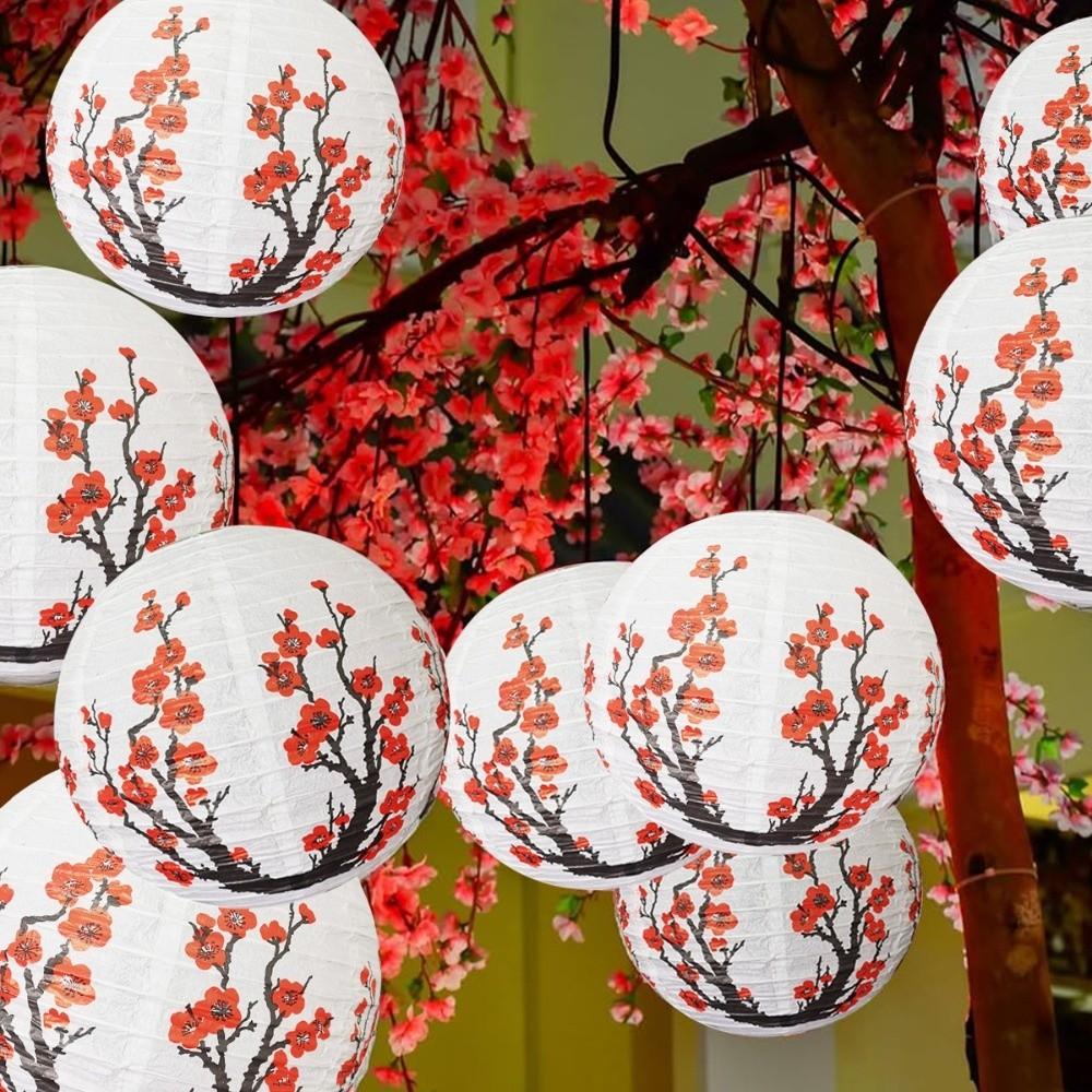 3 Stück Pflaumenblüten Design Papierlaternen Kirschblüten Papierlaternen Chinesisches Neujahr
