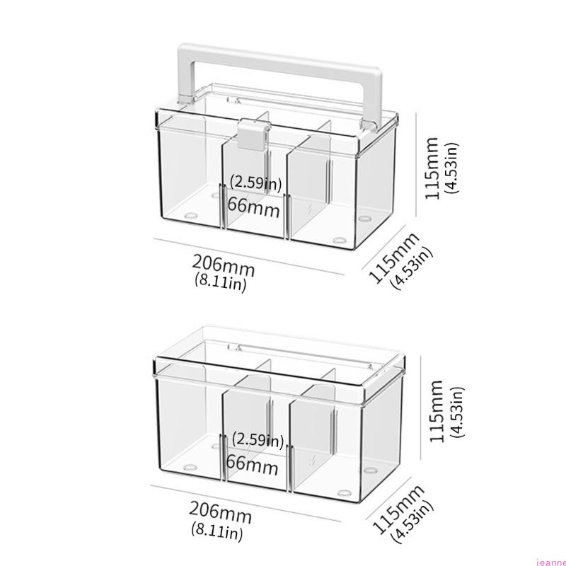 Transparents Medicine Storage Container With Convenient Handle Durability Office Desk for Home And Office Use