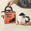 Cat Cup Ceramic High Looking Mug with Lid Breakfast Coffee Cup Creative Water Cup for Girls Birthday Gift