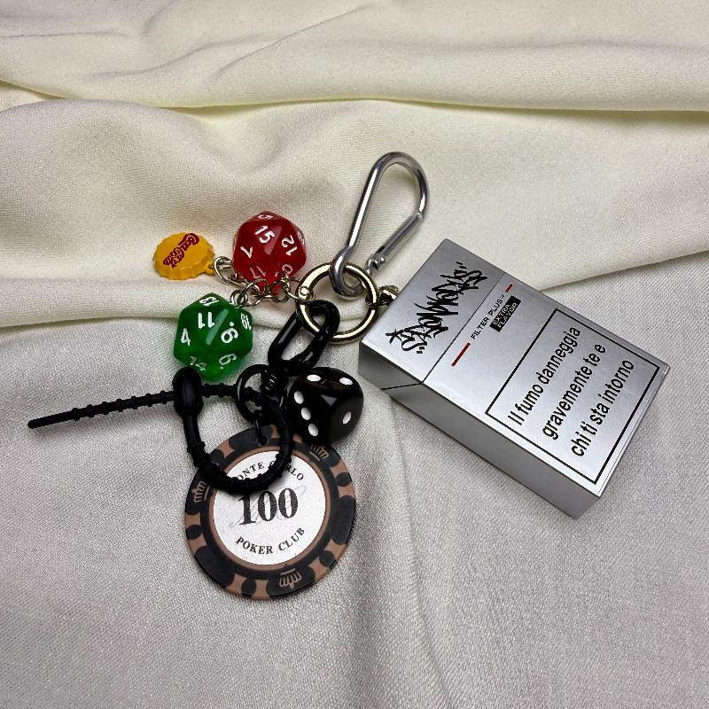 Original High-Quality Keychain Black Eight Dice Fashionable Multi-Element Bag Pendant Waist Accessories for Men and Women