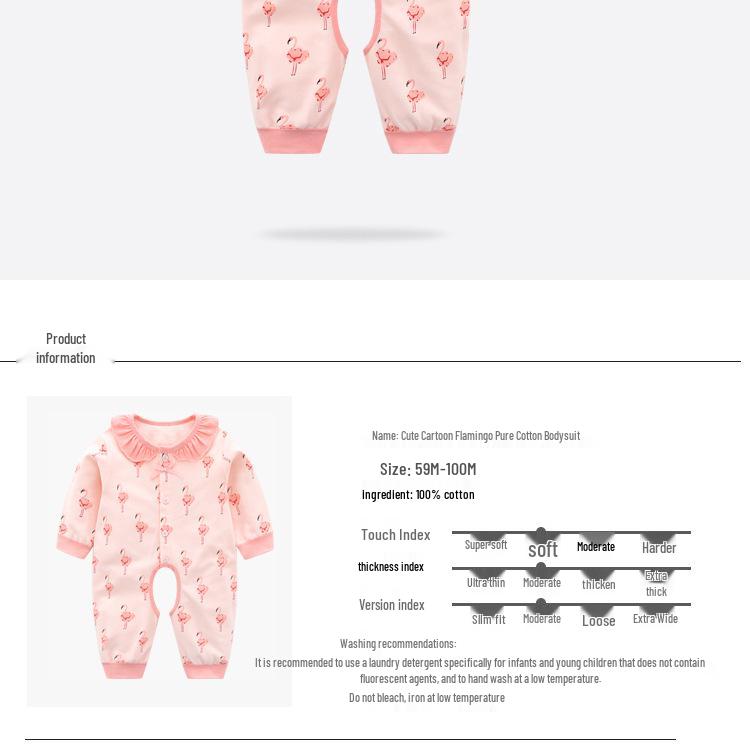 Pure Cotton Open Crotch Romper for Baby Girls (0-3 Years) - Spring/Autumn Style, Size 100