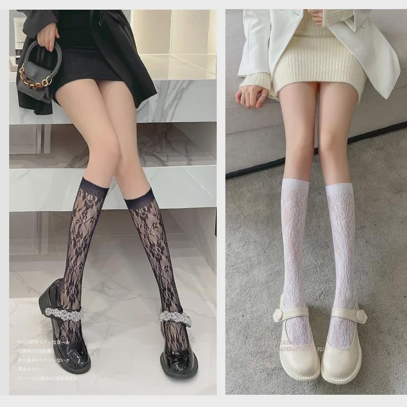 Women's Summer White Lace Lolita Calf Socks - Mid-Tube Pile Style