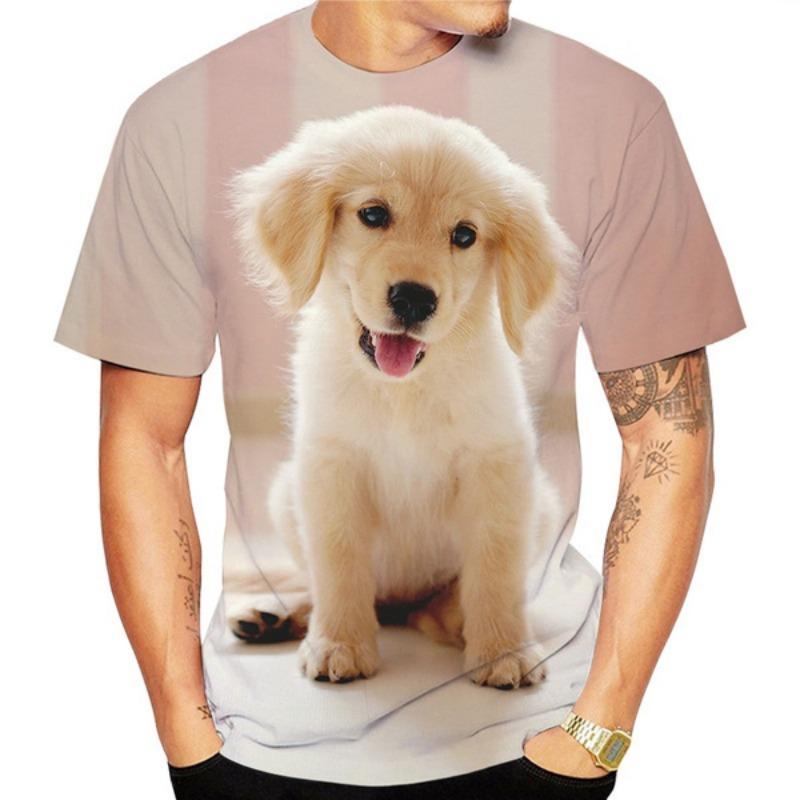 Animal Cute Golden Retriever 3D Print T-Shirts Summer Men Women Short Sleeve T Shirt Oversized Harajuku Tees Tops Kids Clothing