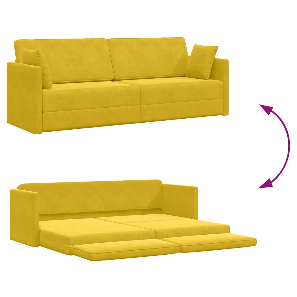 Floor Sofa Bed Yellow 213 X 70 X 77 Cm Velvet
