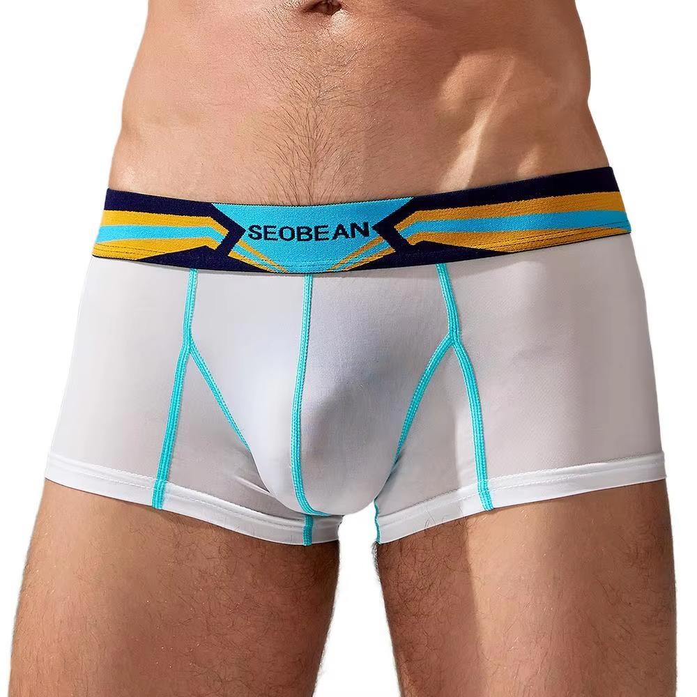 Men's Low Rise Ice Silk Boxer Briefs Quick Dry Athletic Underwear Breathable Sport Trunks for Men