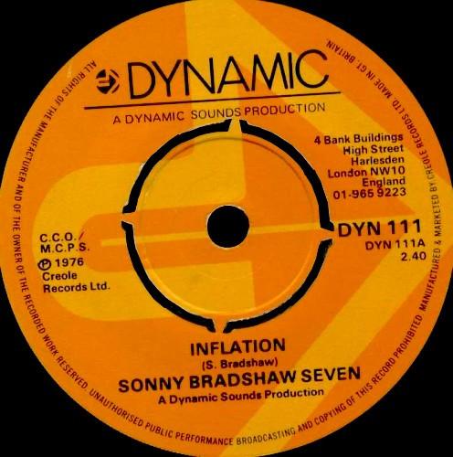 

7inch Record SONNY BRADSHAW SEVEN - Inflation DYN111 Dynamic Sounds 1976 UK Reggae, Ska & Dub Used