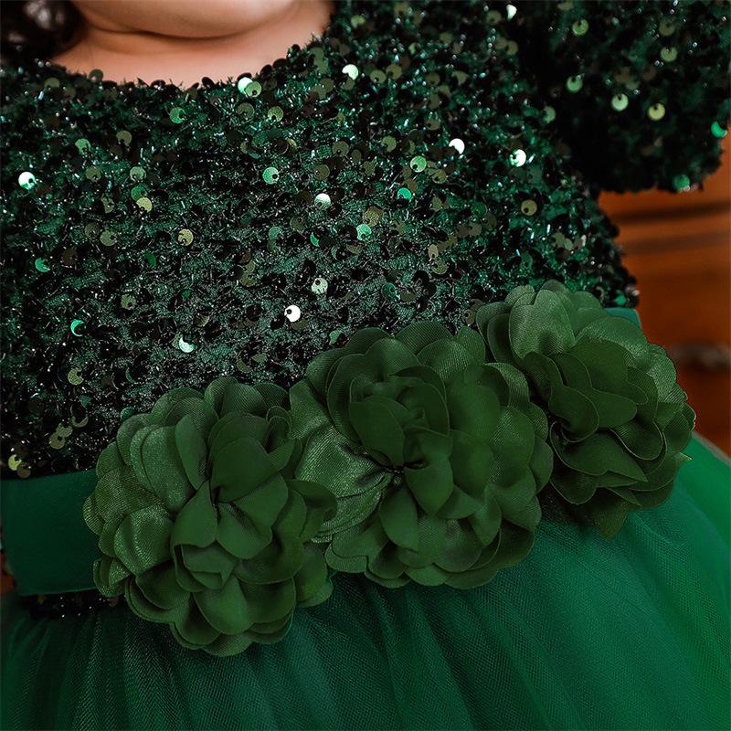 Mädchen Kurzarm Pailletten Puffrock Prinzessinnenkleid - Kinder Festkleidung