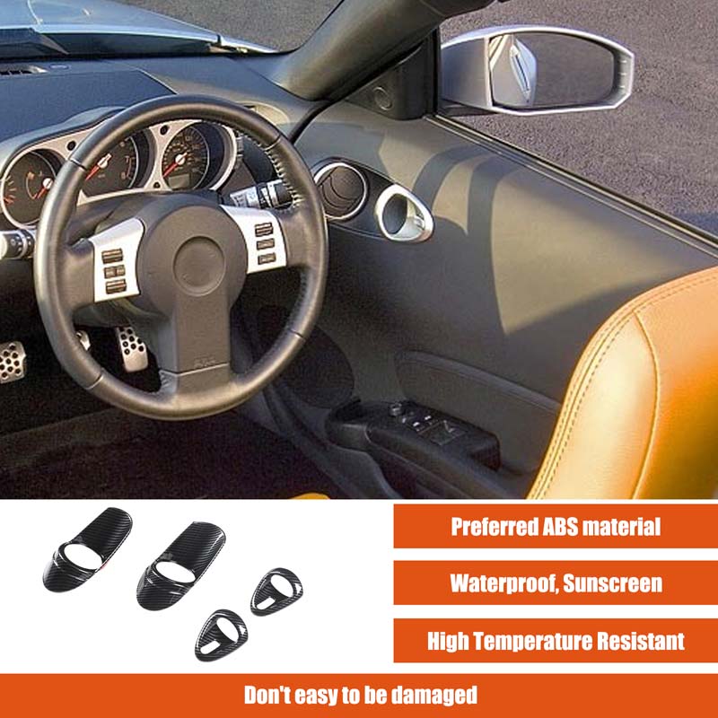 For Nissan 350Z 2003-2006 ABS Carbon Fiber Inner Door Bowl Handle Decorative Frame Stickers Automotive Interior Accessories