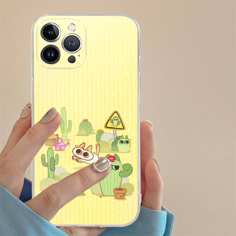 Cartoon Siamese Cat Couple TPU Silicone Case for IPhone 11 12 13 14 15 16 17 Pro Max Shockproof Clear Back Cover