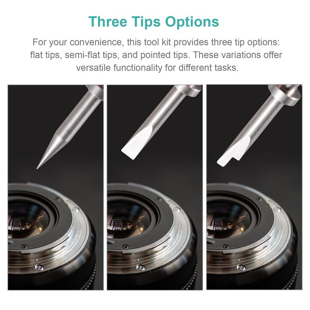 Narzędzie do naprawy aparatu fotograficznego z odłączanymi płaskimi i spiczastymi końcówkami do obiektywów aparatów fotograficznych Naprawa obiektywów w całości metalowych