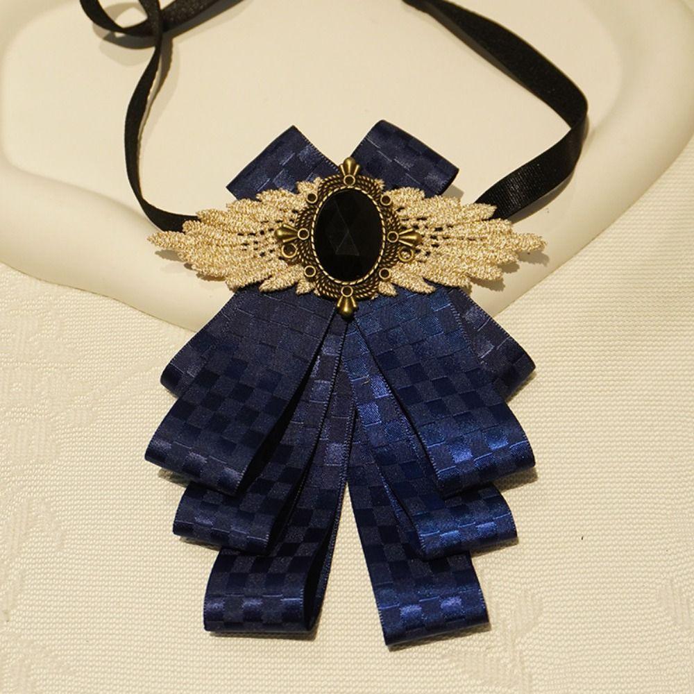 Fashion Faux Stone Men's Suit Lapel Flowers Alloy Polyester Bow Tie Necktie Neck Decoration Groom Formal Suit
