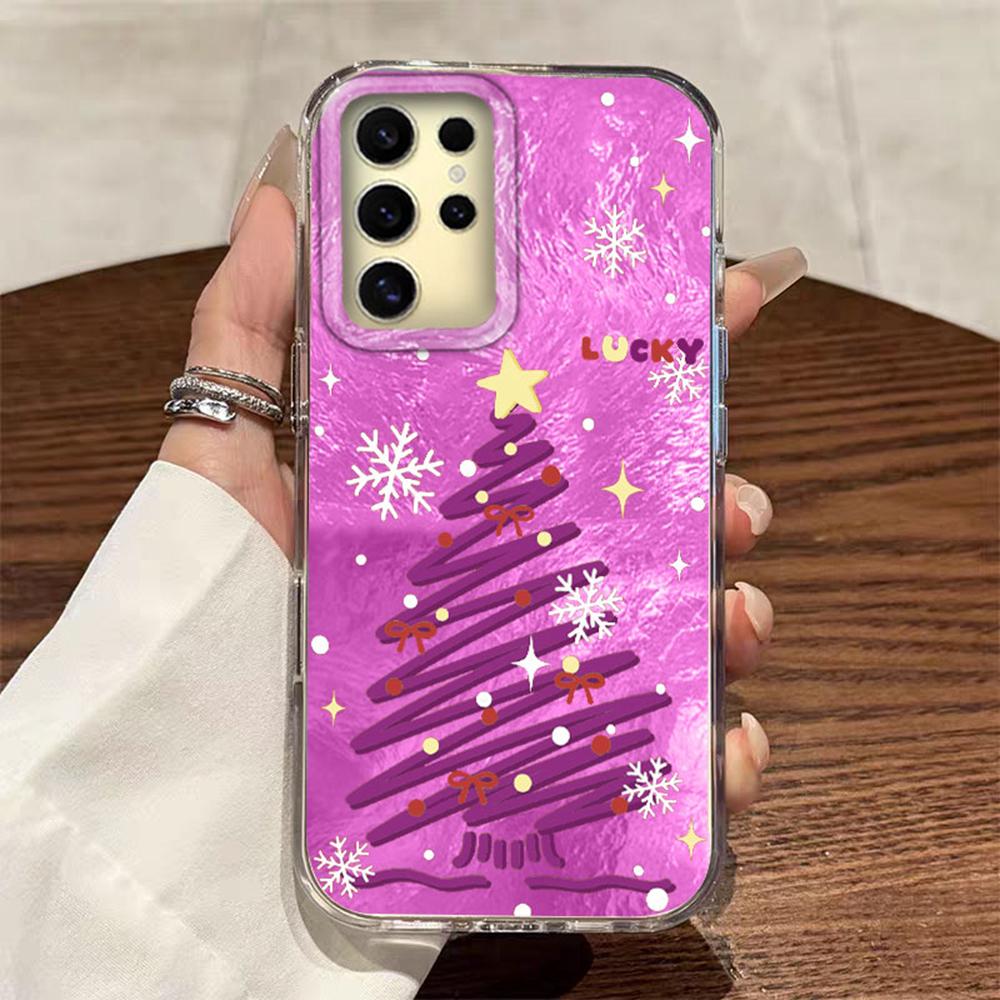 

For SSamsung Galaxy S25 Edge S24 S23 S22 S21 S20 FE Plus Ultra Christmas Snowflake Red Purple Vortex Pattern Bumper Phone Case Galaxy S25 Edge