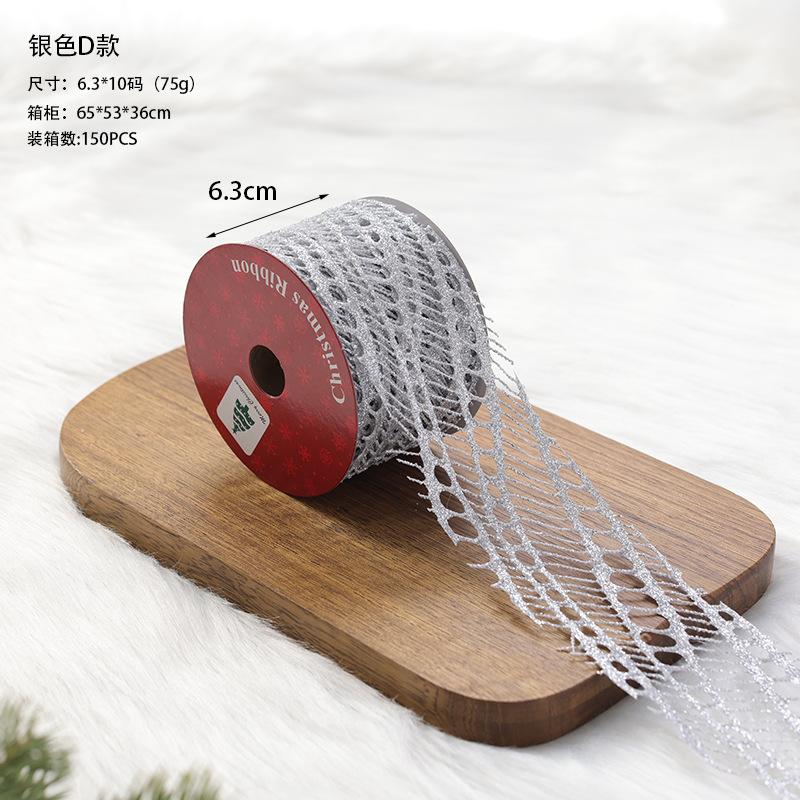 New Christmas Transparent Mesh Snowflake Ribbon Handmade Bowknot Props Gift Packaging Hanging Wall Hanging Interior Decoration