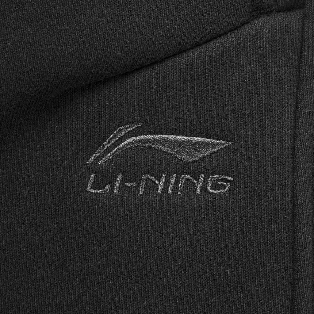 Li-Ning Sports Lifestyle Series Straight Leg Lace-Up Simple Versatile Casual Fleece Lined Warm Knitted Sports Pants Women Pants Black AKLV956-5
