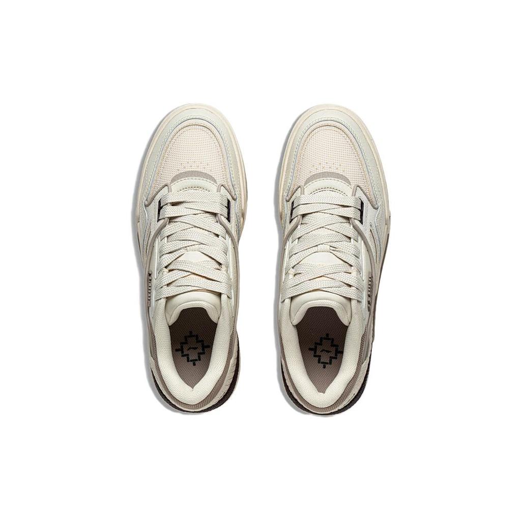 Li Ning 001 BTC PREMIUM Cow Leather, Textile Comfortable Slip Resistant Low top Skateboard Shoes Men's Bone White AGCT101-2